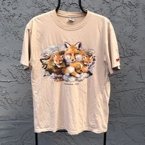 Vintage fox animal print graphic t shirt made in Canada